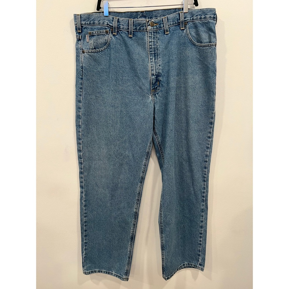 Vintage Carhartt B160STW Jeans 44x32 Relaxed Leatherette Patch Stonewash Denim